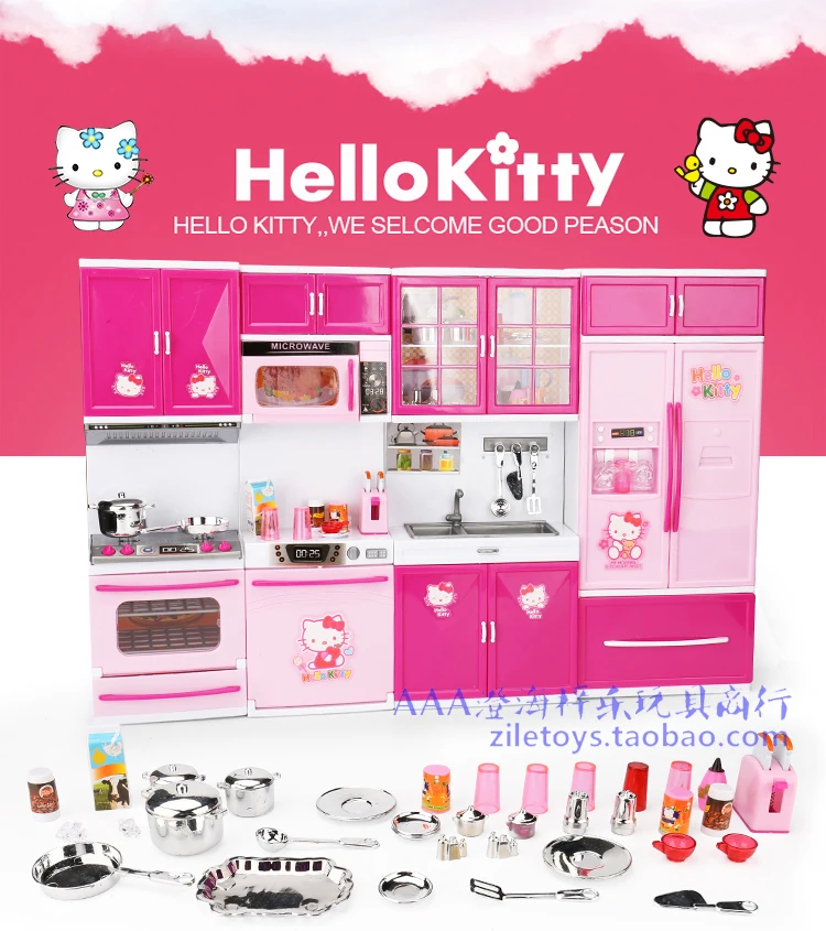 Кухонные игрушки hello kitty, DHL, игрушечная посуда для ролевых игр, большой набор кухонных игрушек для приготовления пищи