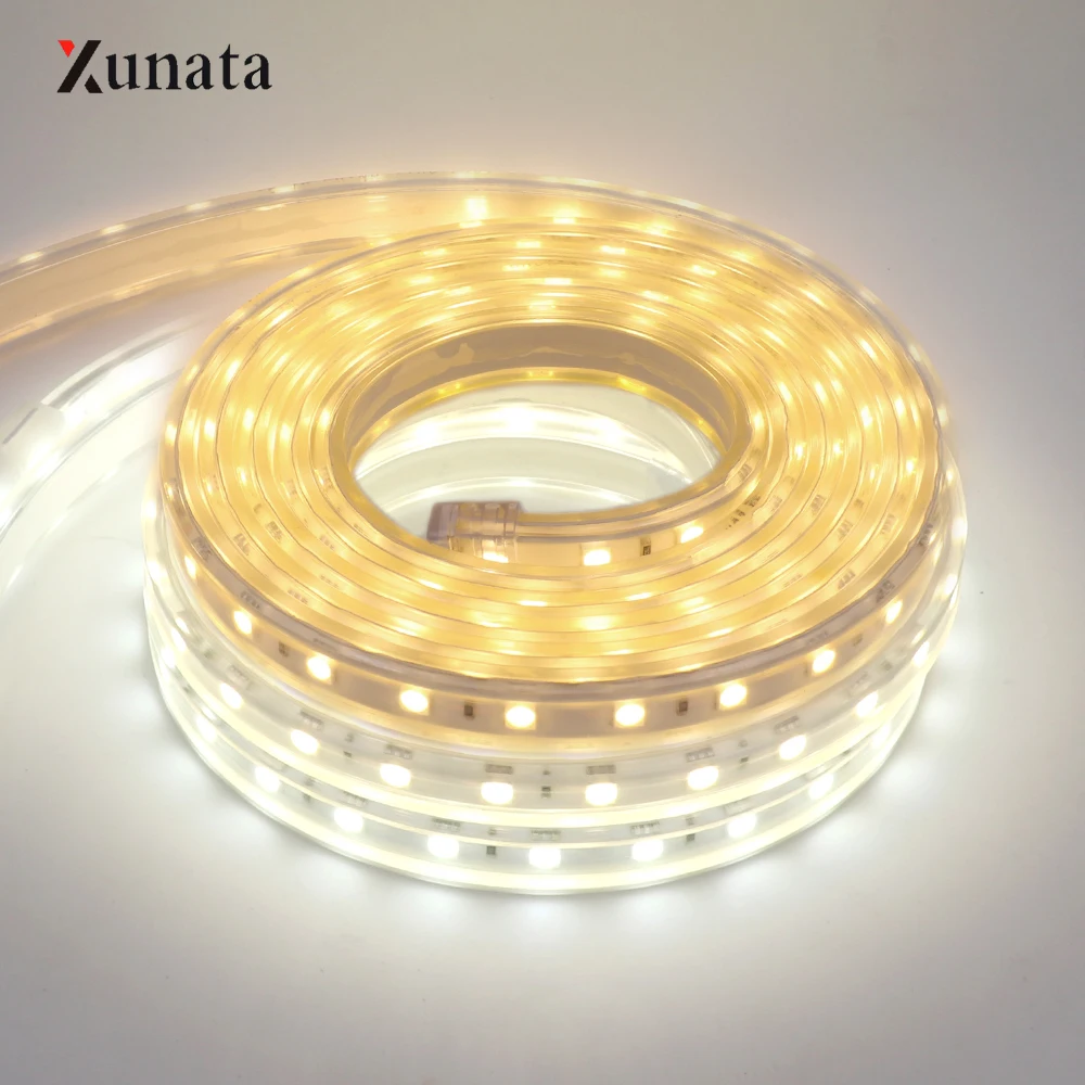 buy 220V SMD5050 60Leds m LED Strip Flexible LED Ribbon Night Light Waterproof LED Tape Decoration LED Light Strip with EU Plug
