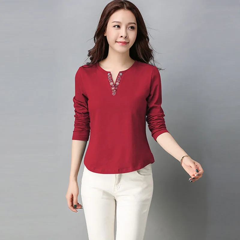 BOBOKATEER top de manga larga para mujer tops de algodón camiseta para mujer camiseta casual camiseta de verano para mujer talla grande camisetas mujer 2018