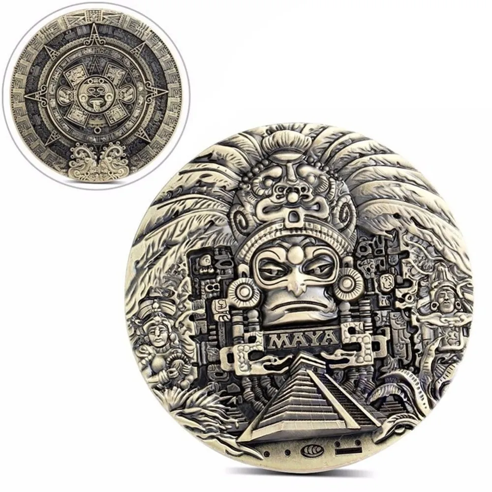 1x Mayan Aztec Calendar Souvenir Prophecy Commemorative Coin Art