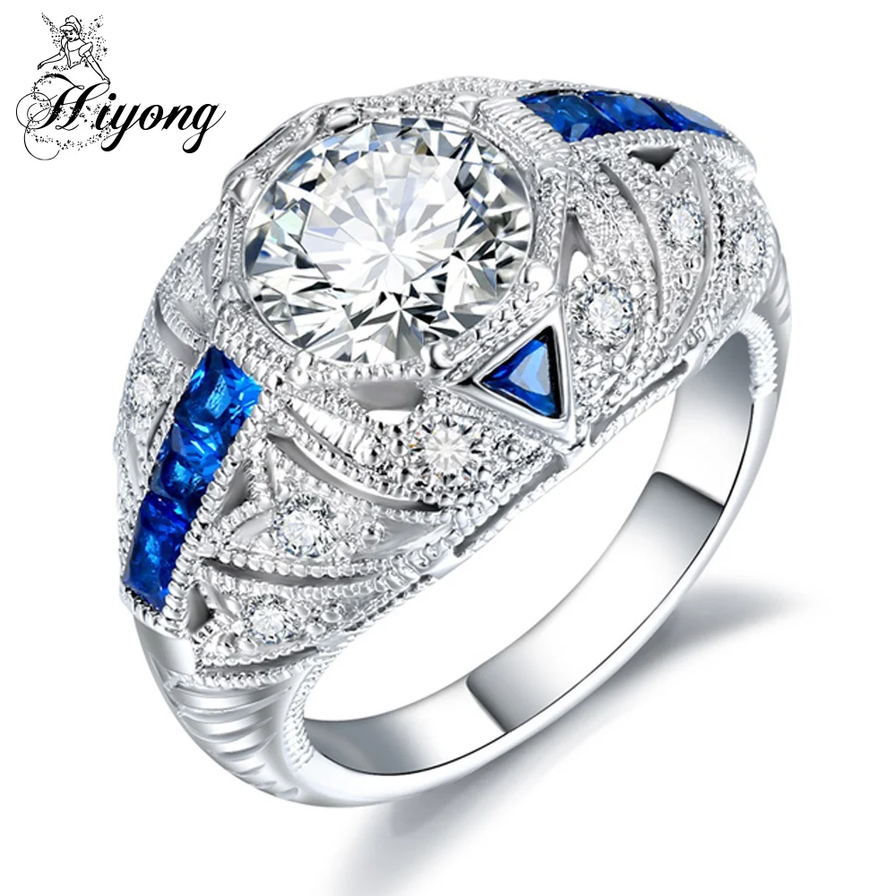HIYONG Grande Exagerada Anillo de Banda de La Raya Azul Cubic Zirconia Latón con Rodio Color de y mujeres Comunes|cubic zirconia|ring ringbrass band - AliExpress
