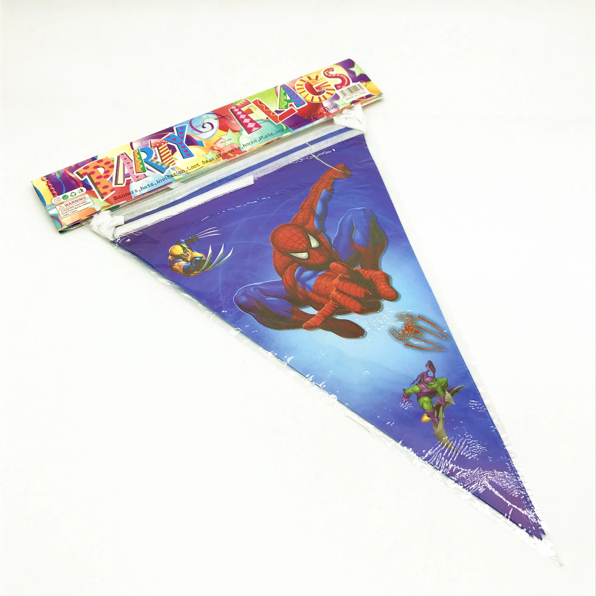 

Spiderman Theme Baby Birthday Party Cartoon Disposable Banners Party Flags kids Boy Birthday Party Flag Baby shower Supplies