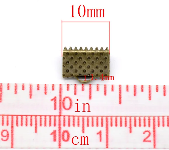 

8SEASONS 200 Bronze Tone Textured End Caps Crimp Beads 10x8mm (B14625)