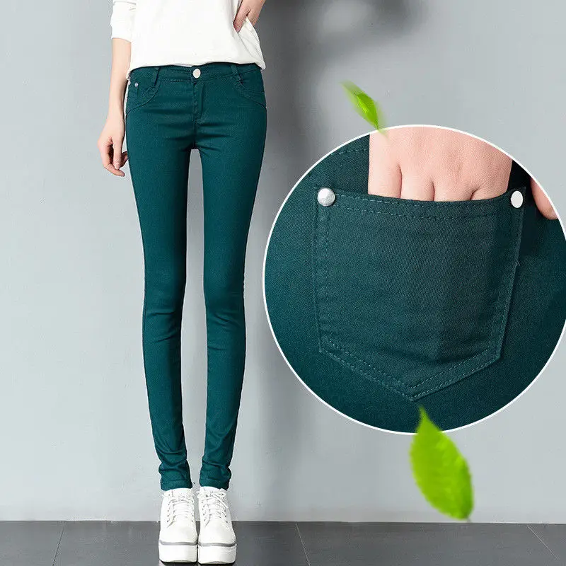 FSDKFAA, новинка, модные весенне-летние женские джинсы ярких цветов, женские милые повседневные узкие прямые джинсы, уличная одежда, узкие брюки - Цвет: Army Green