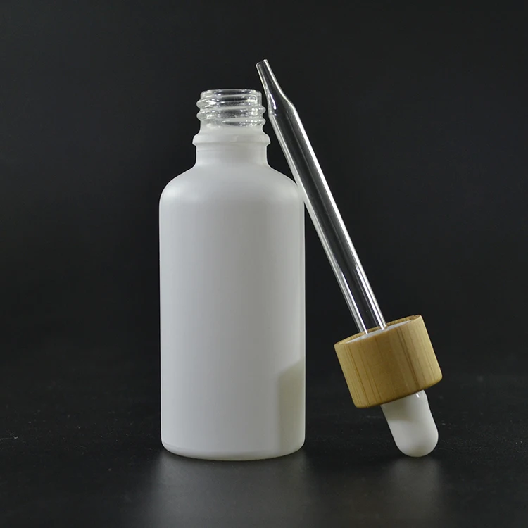 100 шт* 50 мл матовая белая стеклянная бутылка-капельница с бамбуковой крышкой для эфирного масла стеклянная бутылка Косметическая упаковка