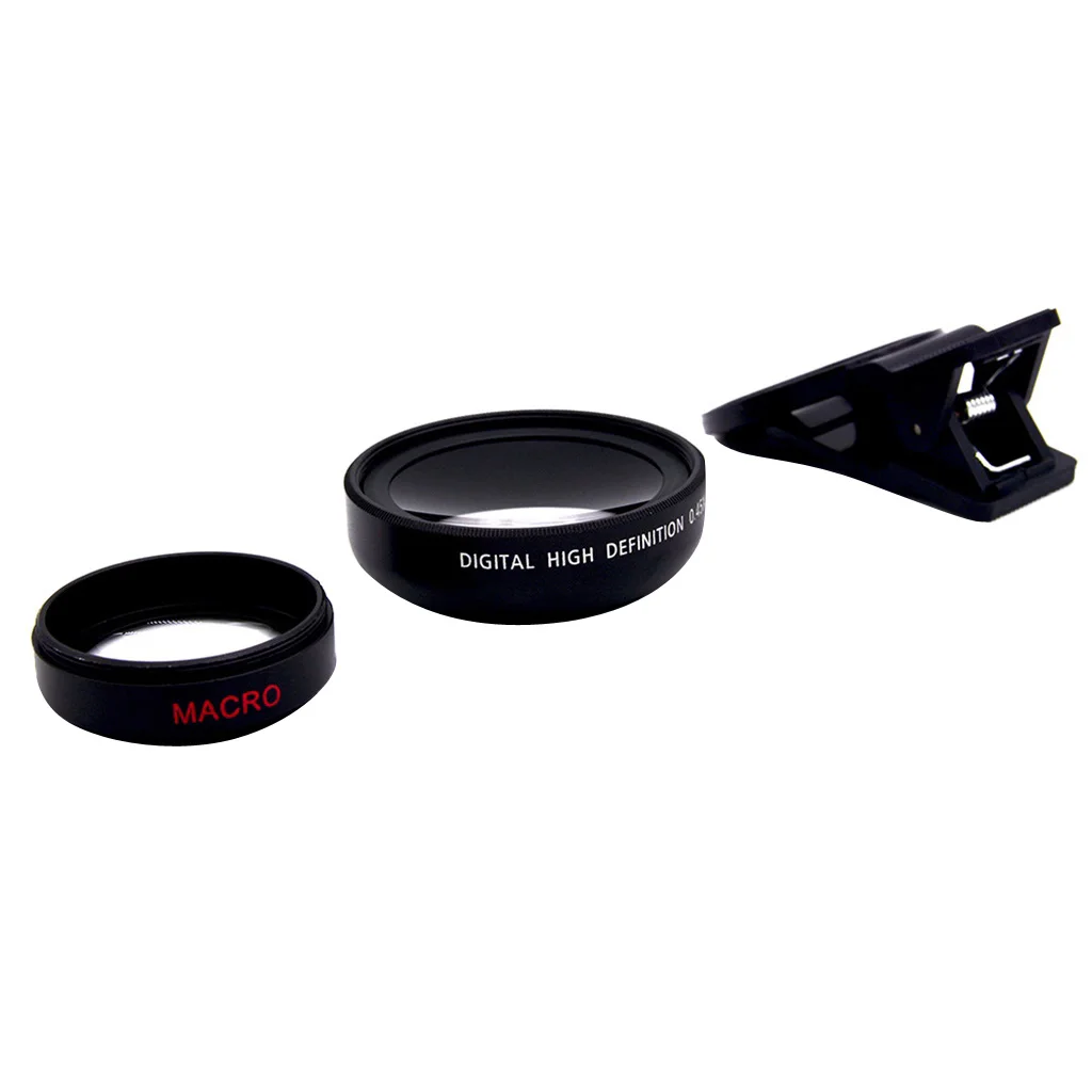 Wide Angle Lens 0.45X & 10X Macro Lenses Clip on Cell Phone Camera Kit for iPhone X 8 7 6 Plus, iPad Tablet, Samsung, Huawei