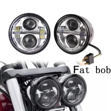 2pcs H4 Bulb Socket High / Low Beam 4.65 inch Dual LED Headlights for Harley Dyna Fat Bob motorcycle headlamp