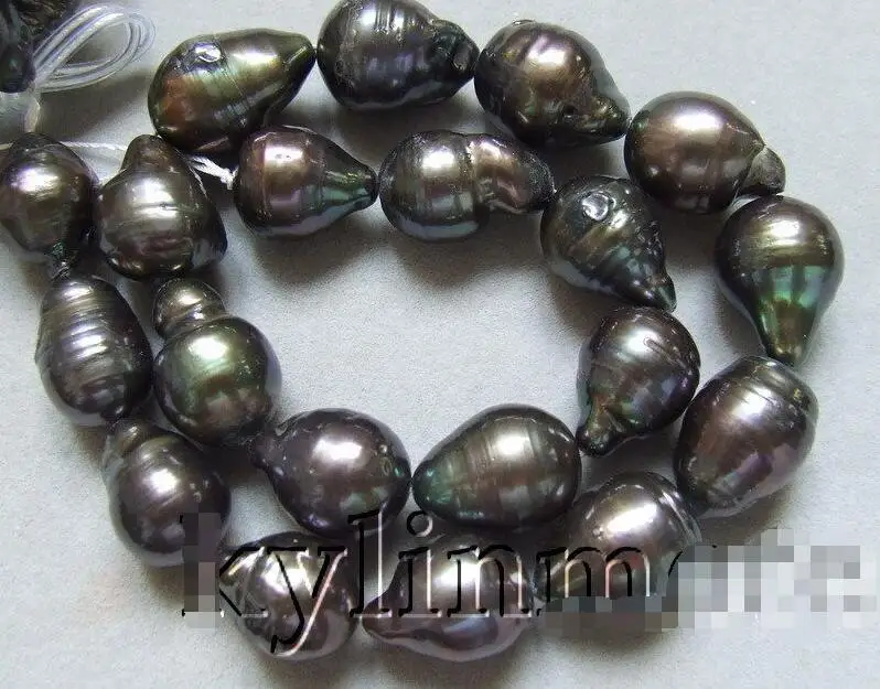 

Free Shipping >>>> 16x25MM Black Nucleated Flameball Baroque Pearls Bead 15.5