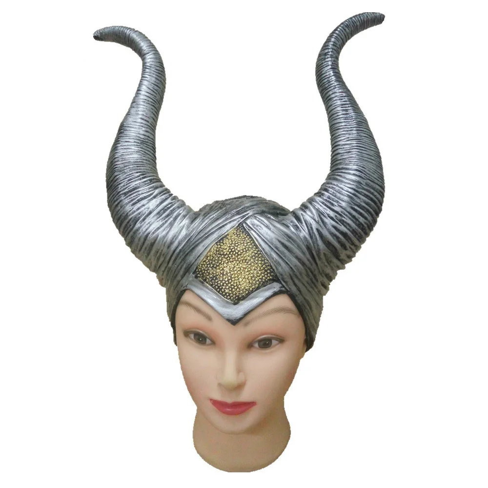 VEVEFHUANG Хэллоуин косплей Maleficent ведьмы рога шляпа головные уборы маска головные уборы шлем Вечерние черные королева Мода из натурального латекса