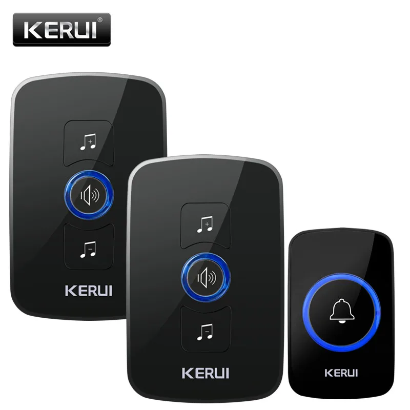 KERUI Добро пожаловать домашний дверной звонок умный беспроводной дверной звонок светодиодный светильник с 32 регулировкой мелодии звонка - Цвет: 2 Receiver 1 Button