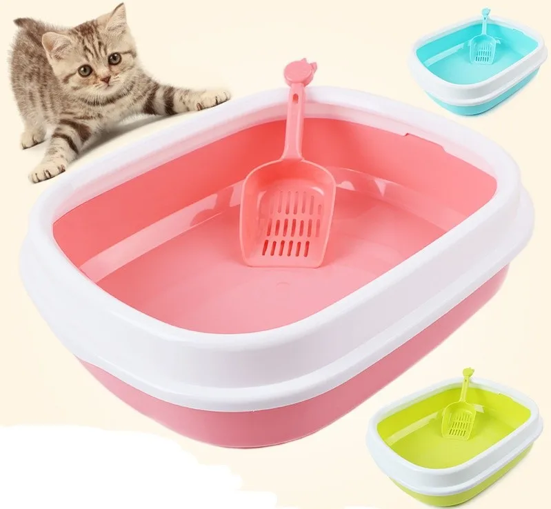 Cat Bedpans semi closed anti splash cat litter box plastic bedpan case