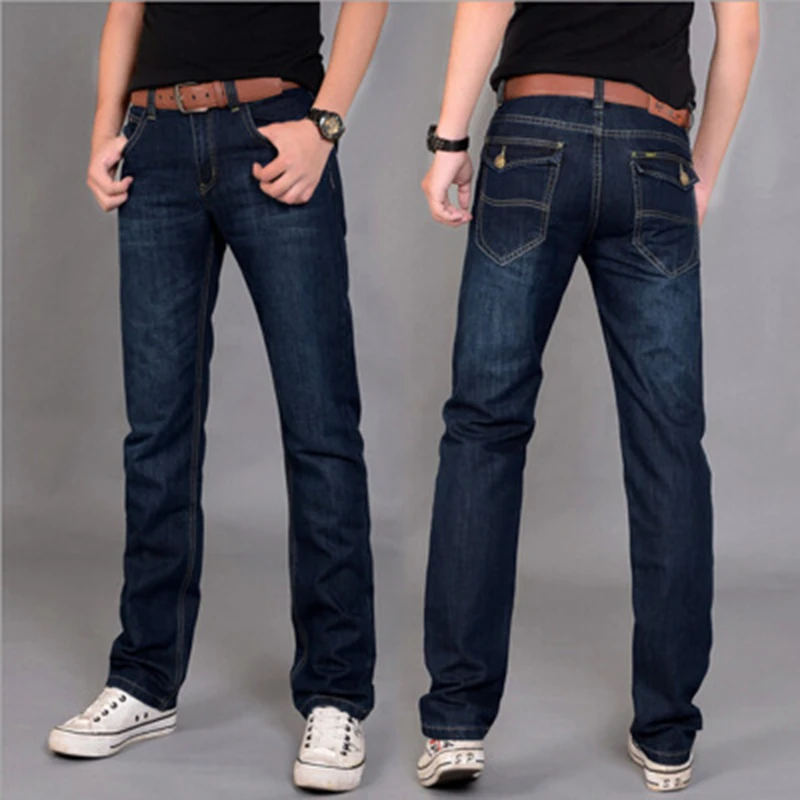 Goede 2018 en Najaar Gewassen Jeans Fashion Slanke Rechte Jeans Broek Mannen Business Casual Jeans Plus Size