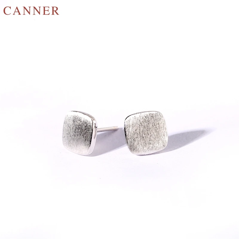 925 Sterling Silver Metal Square Stud Earrings for Women Girls Tiny Earrings 2019 Simple Jewelry Female Earings pendientes C4