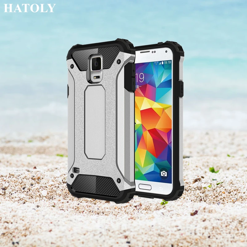 

HATOLY For Coque Samsung Galaxy S5 Case Galaxy S5 Heavy Armor Slim Hard Tough Rubber Cover Silicone Case for Samsung S5 i9600 <