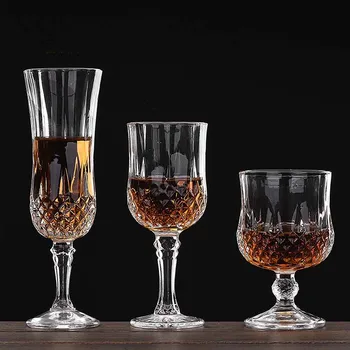 

New Arrival Crystal Wine Goblet Diamond Facets Decor Glass for Red Wine/Champagne/ Brandy Wine Glasses BS