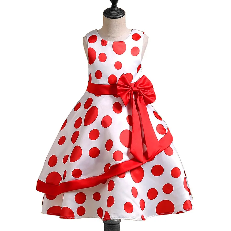 Girls Summer Dress Dot Children Evening Dresses Bow-knot Princess Birthday Party For 10 12 | Детская одежда и обувь