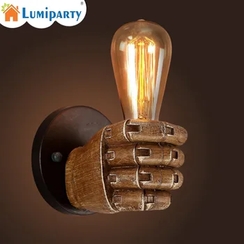 

LumiParty Retro Style Fist Shape Wall Light Holder Resin Lamp for Dinning Hall Living Room Cafe Bar Decor (no Light Source)