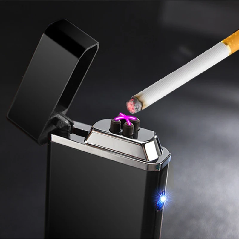 

USB electric double arc charging windproof cigar torch light smoke double lightning pulse cross lighter cigarette