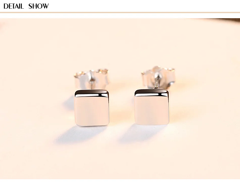 

S925 sterling silver geometric earrings square versatile simple fresh earrings LB55