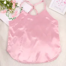 Плюс размер женский короткий летний топ с v-образным вырезом базовый розовый Шелковый Топ элегантные облегающие без рукавов с открытой спиной жилет укороченный топ