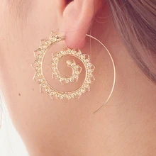 Tocona Ornate Swirl Hoop Gypsy Indian Tribal Ethnic Earrings Boho Earrings for Women Jewelry 4198