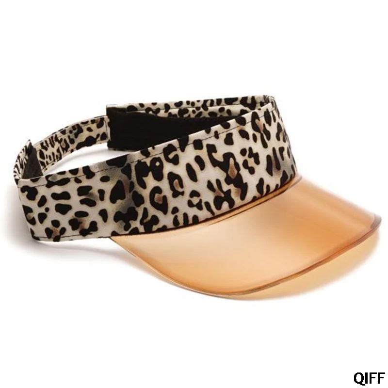 Женская винтажная леопардовая бейсбольная кепка, открытая Прозрачная ПВХ панель с широкими полями, регулируемая пляжная шляпа от солнца
