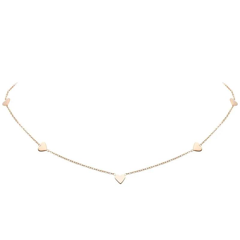 Mavis Hare ожерелье-чокер с множеством сердец в 5 шт. милые Подвески в виде сердец 35+ 5 см 316L цепочка из нержавеющей стали для женщин - Окраска металла: rose gold