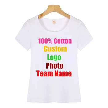 

Women O Neck Short Sleeve T shirt Cotton Custom Made Logo Text Photo Print Female Lady Slim tees Shirts T-shirt Elastic Girl Top