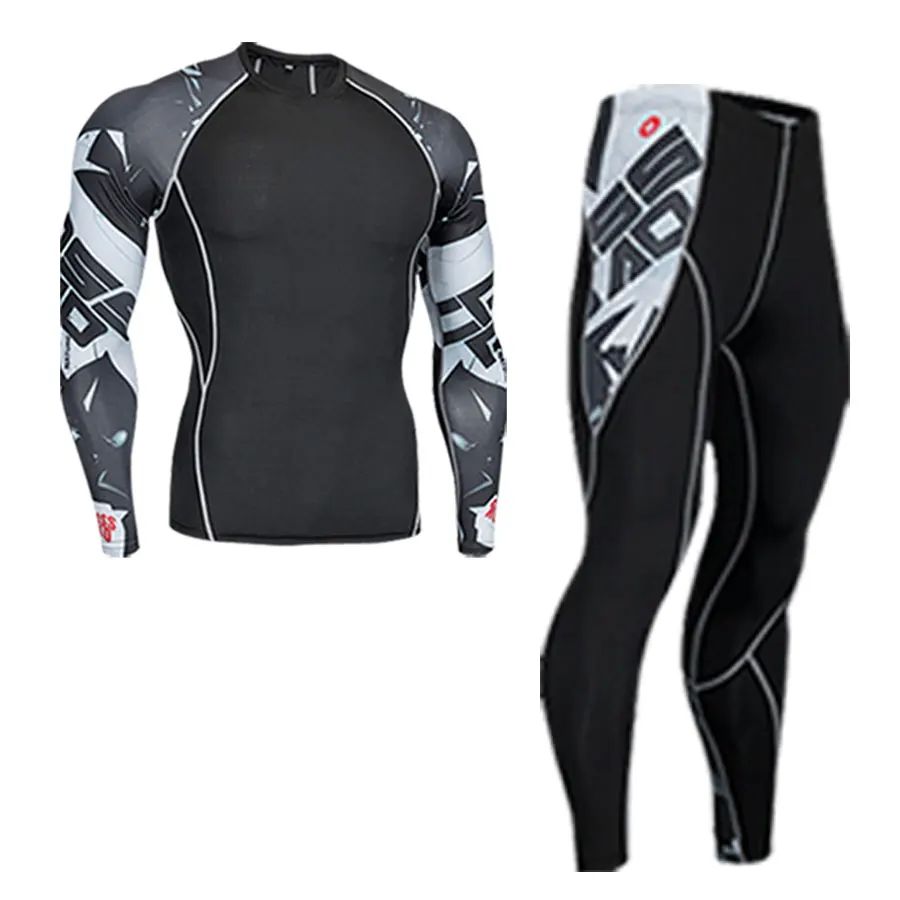 Комплект нижнего белья для лыж> Мужское зимнее Термобелье> Костюм для бега> сжатое термобелье одежда для тренировок 4XL - Цвет: Коричневый
