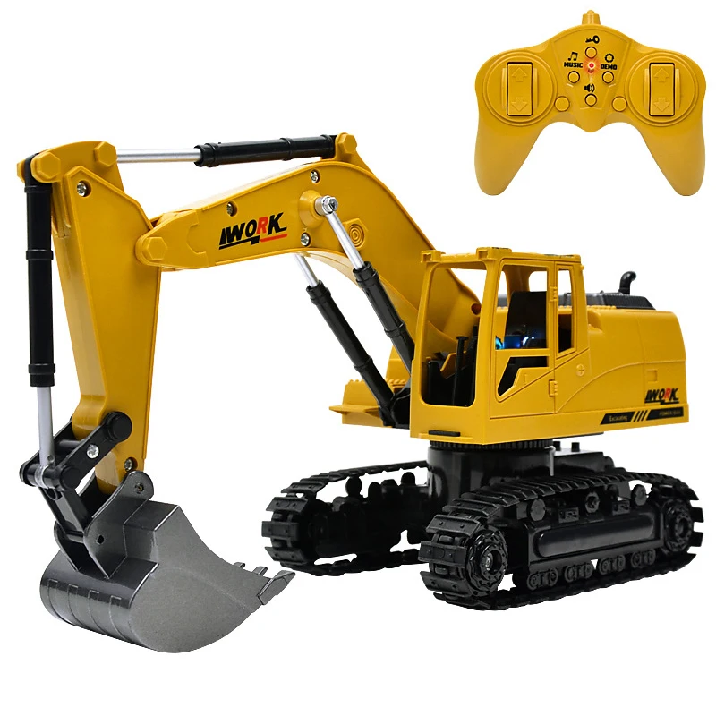 

8CH Simulation Toy RC Excavator Toys with Musical and Light Children's Boys RC Truck Beach Toys RC Engineering Car Tractor