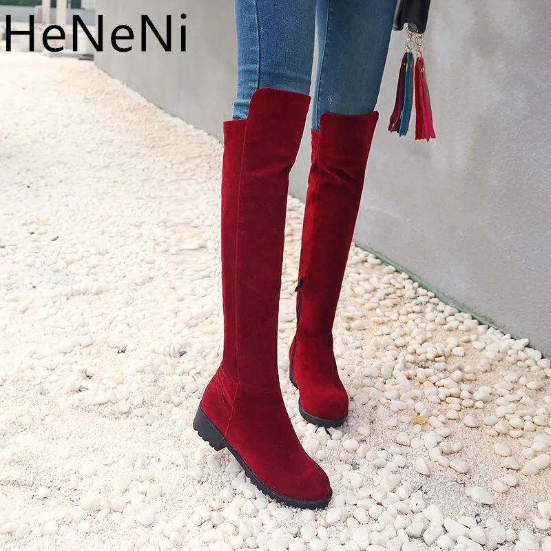 

Women Autumn/Winter Shoes Square High Heel Women Over The Knee Boots Sexy Ladies Party Boots Long Snow Boots Plus size 33-46