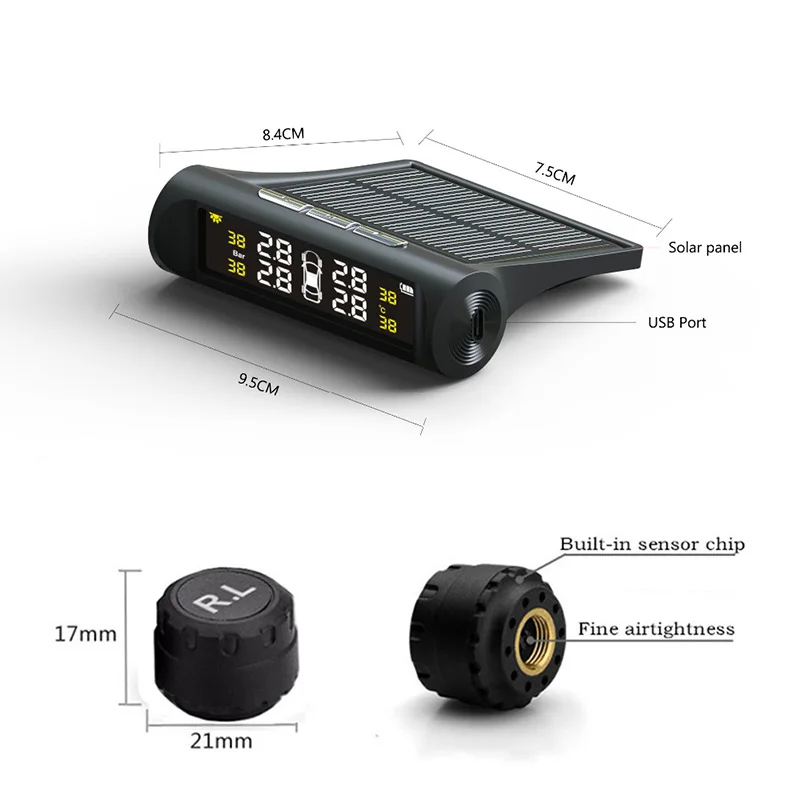 QUIDUX TPMS автомобильный детектор давления в шинах умная Солнечная система мониторинга цифровой ЖК-дисплей Автоматическая охранная сигнализация s