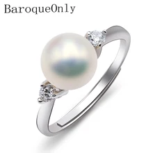 BaroqueOnly ювелирные изделия 8-9 мм пресноводный жемчуг кольцо для женщин Свадьба, красивые регулируемые кольца RD