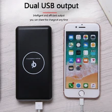 20000mAh Power Bank Fast Wireless Charger Portable Mobile Phone Charger 2USB Wireless Charging Power bank for iPhone 6/7/8 plus