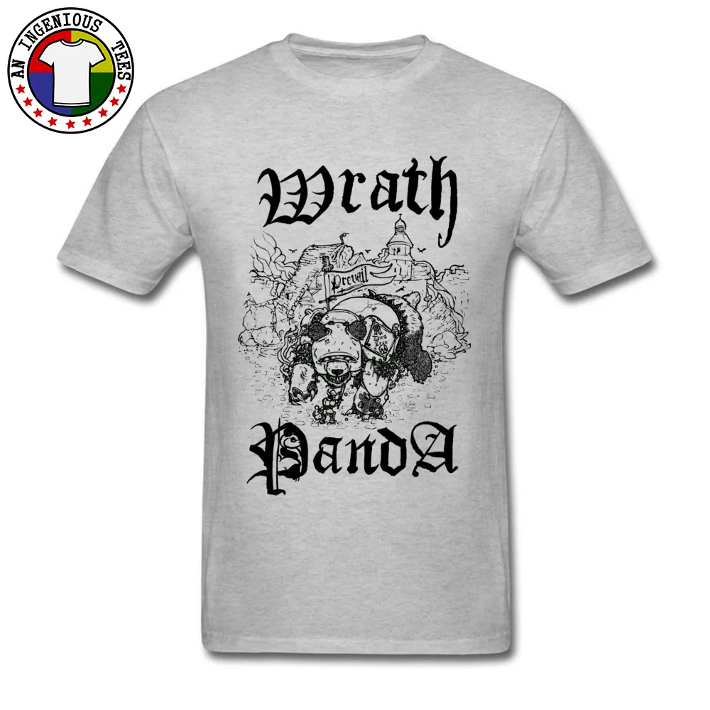 Crewneck Wrath Panda Classic 100% Cotton Men's T-Shirt Normal Short Sleeve T Shirt 2018 Newest Slim Fit Tops & Tees Wrath Panda Classic grey