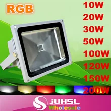10W20W30W50W70W100W120W150W200W RGB Светодиодный прожектор на открытом воздухе IP65 водонепроницаемый ландшафтный светильник-прожектор сад фонарь алюминиевый