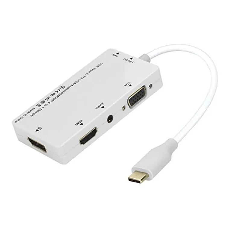 USB C to HDMI/Audio/VGA/DP Adapter USB 3.1 Type C DisplayPort To VGA HDMI Multiport Converter for Laptop Notebook MacBook Yoga адаптер apple mj1l2zm a multiport adapter usb c to vga белый