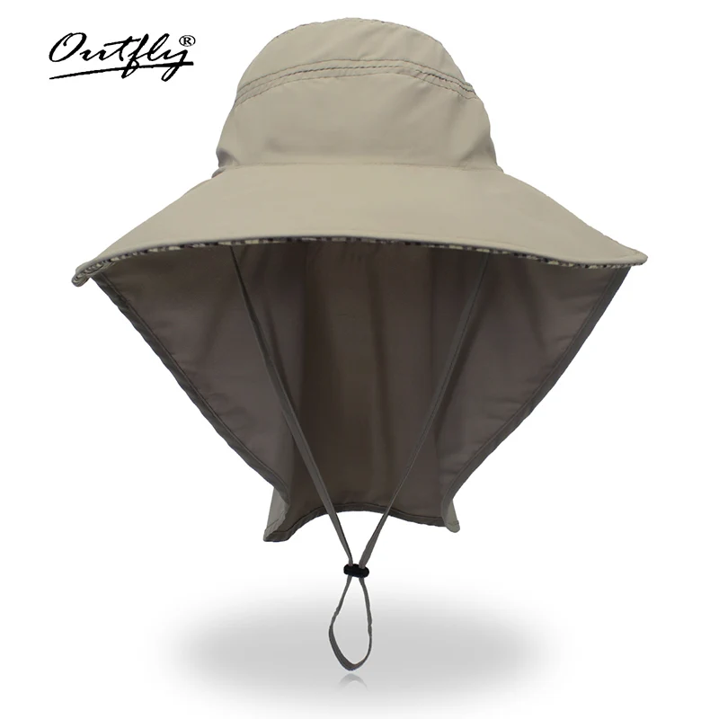 Outfly широкие карнизы солнцезащитная Кепка с утепленной шеей, гвардии Ladies'Summer ультрафиолетового UPF50+ Шапки для Для женщин - Цвет: L grey