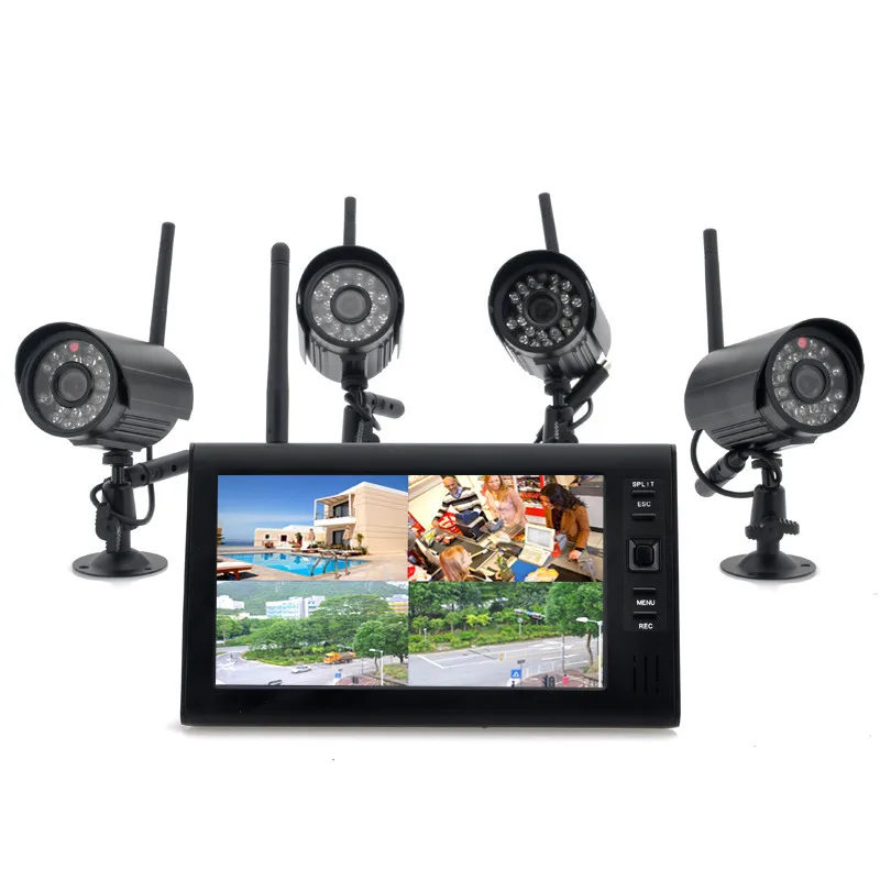 

2.4G 4CH QUAD DVR Security CCTV Camera System Digital Wireless Kit Baby Monitor 7" TFT LCD Monitor+ 4 Cameras