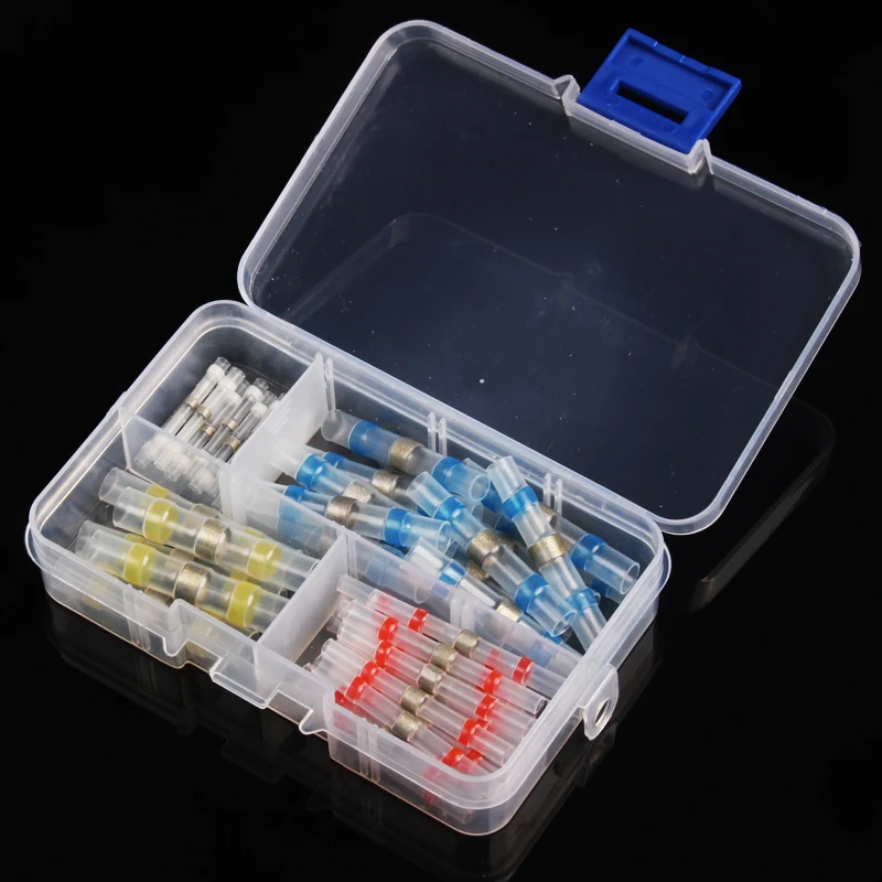 

50/100pcs Solder Sleeve Heat Shrink Splice Crimp Terminals Waterproof Insulated Cable Wire Butt Connector 22-10 AWG With Box
