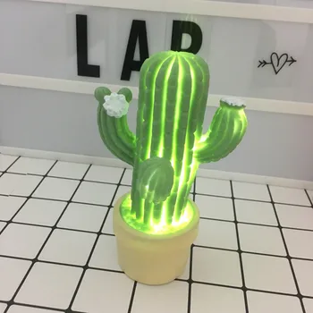 

Creative LED Night Light Cactus Battery Powered Cartoon Cactus LED Green Plant Night Lamp Kids Bedroom Toy Gift Home Decoration