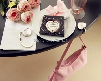 

Wedding gift and giveaways-- heart purse valet compact stainless steel handbag holder party favor