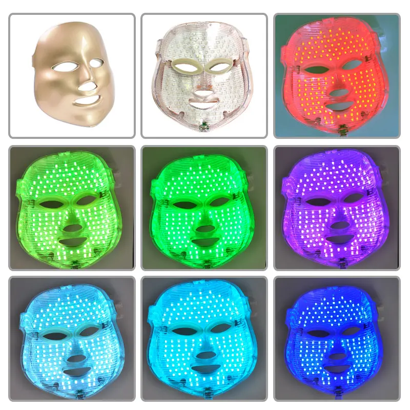 Светодиодный маска для лица 7 цветов фотон Электрический светодиодный Маска Анти удаление морщин, акне омоложение кожи лица лицевой спа