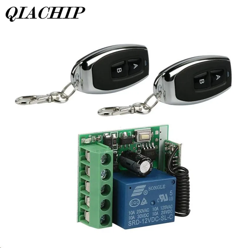 

433Mhz Universal Remote Control Switch DC 12V 10A 1 Channel Relay Receiver Module and 2pcs 433Mhz RF Remote Transmitter DS35