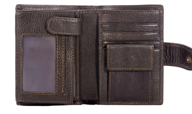 BULLCAPTAIN мужской кожаный бумажник с RFID, короткий, три раза, с пряжкой, на молнии, кошелек, кошелек, сумка, зажим, карман для монет