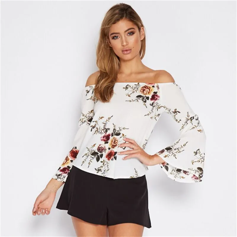 Weljuber Women Off Shoulder Bohemia Blouse 2018 Summer Beach Blouse Sexy Women Boho Tops and Blouse Ladies Shirt Hot Sell