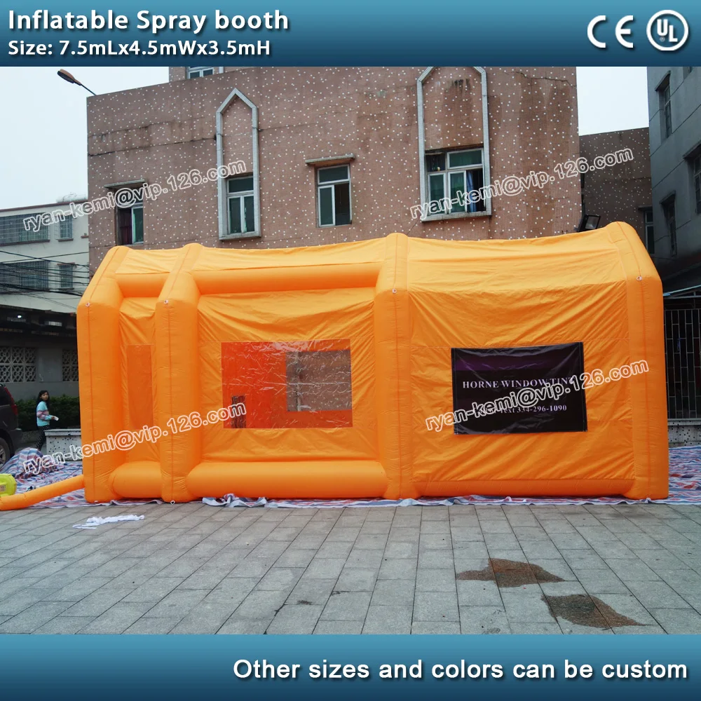 7.5mLx4.5mWx3.6mH inflatable spray paint cabin