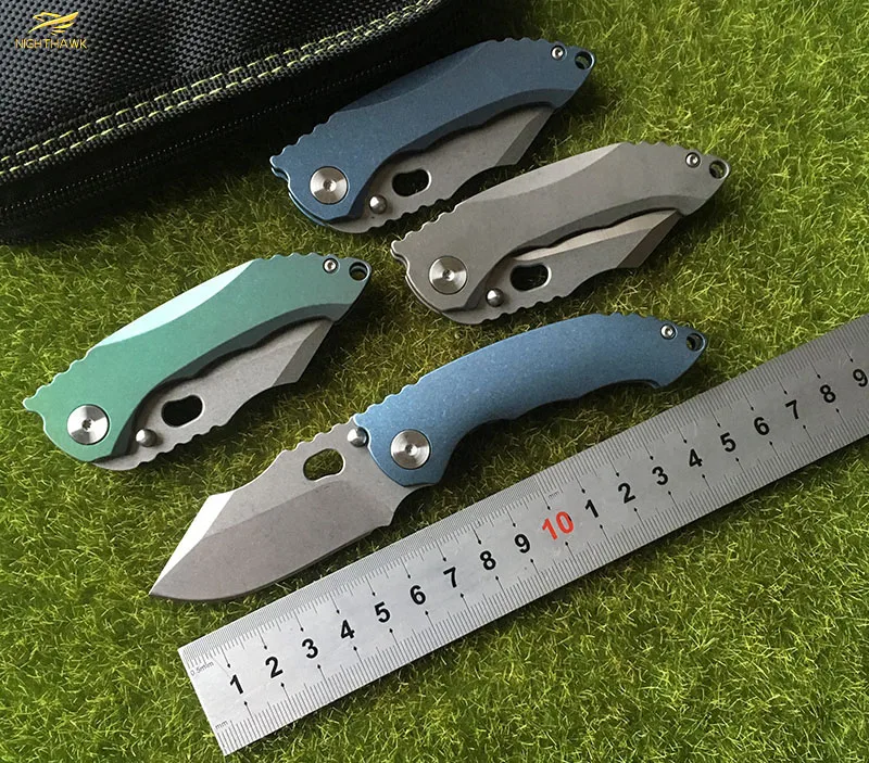 

NIGHTHAWK n02 pocket Gift knives D2 blade Titanium handle ball bearing Flipper folding knife Outdoor camping hunting EDC tools