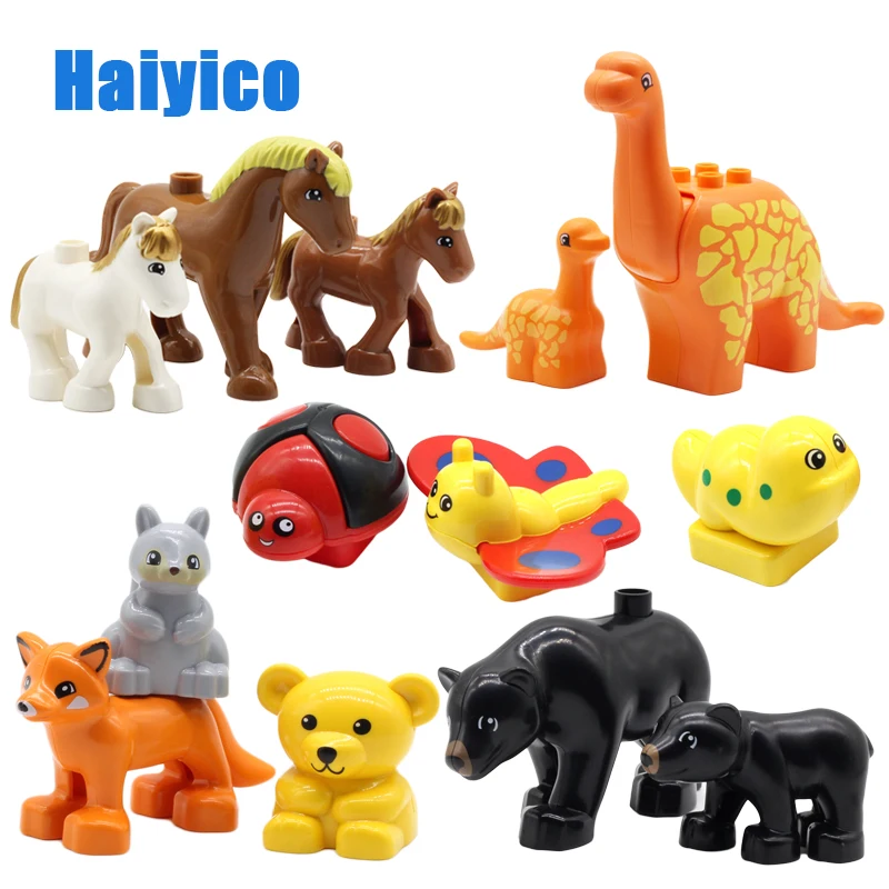

Animals Large Particles Assembling Accessories Building Blocks Compatible with Duplo zoo Set Dinosaur Creativity DIY child Toys