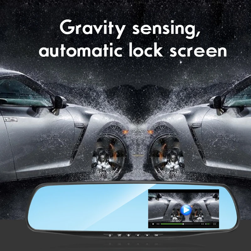 Двойной объектив Full HD 1080P Автомобильный видеорегистратор Камера авто 4,3 дюймов зеркало заднего вида цифровой видеорегистратор Dash Cam автомобильные аксессуары